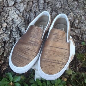 Vans Brushed Metallic Gold Slip-On Sneakers